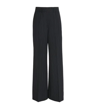 Me+em Pinstripe Wide-leg Trousers In Black