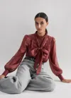 Me+em Pintuck Detail Blouse With Tie + Cami In Dusty Rose