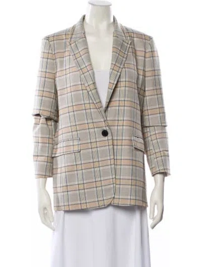 Pre-owned Me+em Plaid Print Blazer In Gray