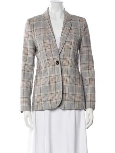 Pre-owned Me+em Plaid Print Blazer In Gray