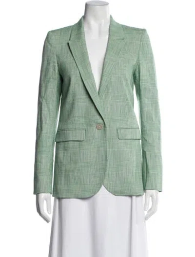 Pre-owned Me+em Plaid Print Blazer In Green