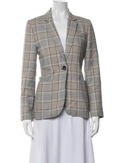 Pre-owned Me+em Plaid Print Blazer In Grey