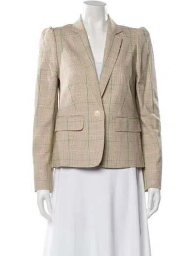 Pre-owned Me+em Plaid Print Blazer In Neutral