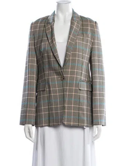 Pre-owned Me+em Plaid Print Blazer W/ Tags In Neutral