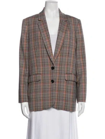 Pre-owned Me+em Plaid Print Blazer In White