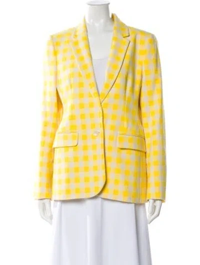Pre-owned Me+em Plaid Print Blazer In Yellow