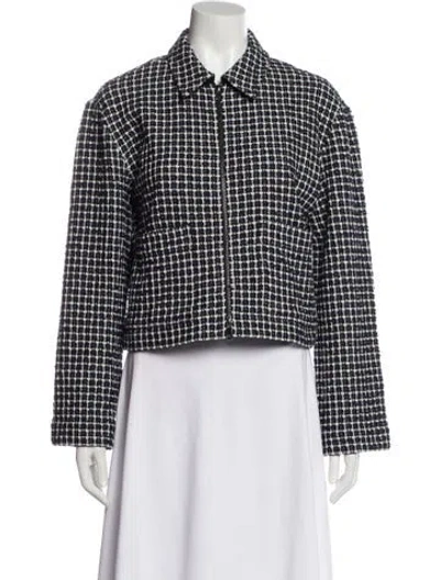 Pre-owned Me+em Plaid Print Evening Jacket In Blue