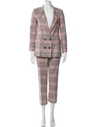 Pre-owned Me+em Plaid Print Grosgrain Trim Pantsuit In Multi