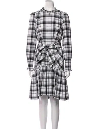 Pre-owned Me+em Plaid Print Knee-length Dress In White