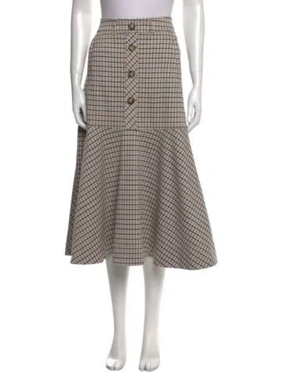 Pre-owned Me+em Plaid Print Knee-length Skirt In Neutral