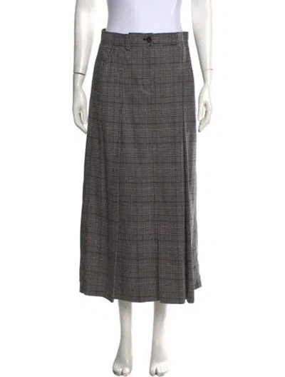Pre-owned Me+em Plaid Print Long Skirt In Grey