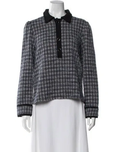 Pre-owned Me+em Plaid Print Long Sleeve Top In Blue