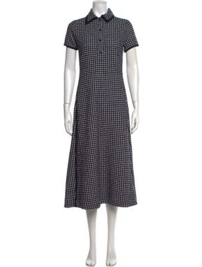 Pre-owned Me+em Plaid Print Midi Length Dress In Blue