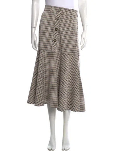 Pre-owned Me+em Plaid Print Midi Length Skirt In Neutrals