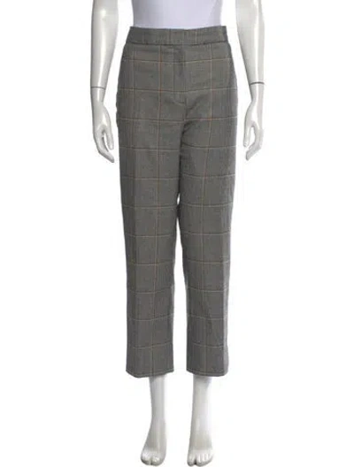 Pre-owned Me+em Plaid Print Straight Leg Pants In Black