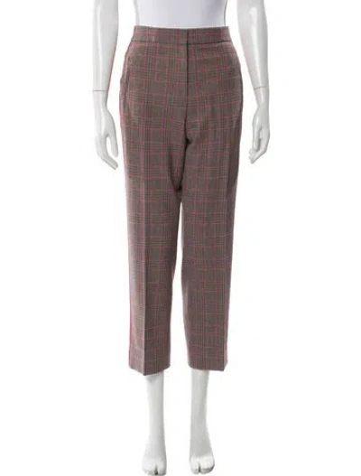 Pre-owned Me+em Plaid Print Straight Leg Pants In Brown