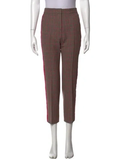 Pre-owned Me+em Plaid Print Straight Leg Pants In Brown