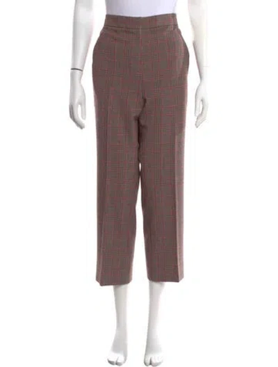 Pre-owned Me+em Plaid Print Straight Leg Pants In Brown