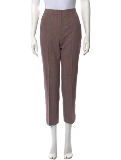 Pre-owned Me+em Plaid Print Straight Leg Pants In Brown