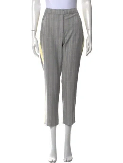 Pre-owned Me+em Plaid Print Straight Leg Pants In Grey