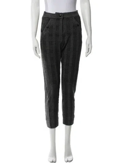 Pre-owned Me+em Plaid Print Straight Leg Pants In Grey