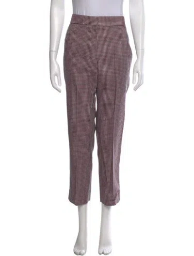 Pre-owned Me+em Plaid Print Straight Leg Pants In Pink