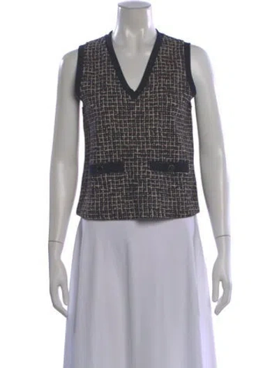 Pre-owned Me+em Plaid Print V-neck Sweater