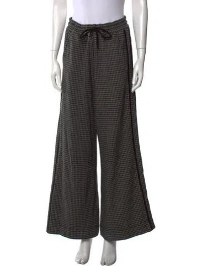Pre-owned Me+em Plaid Print Wide Leg Pants In Black