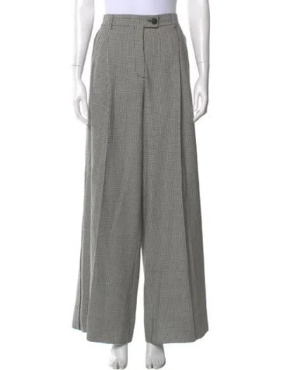 Pre-owned Me+em Plaid Print Wide Leg Pants In Black