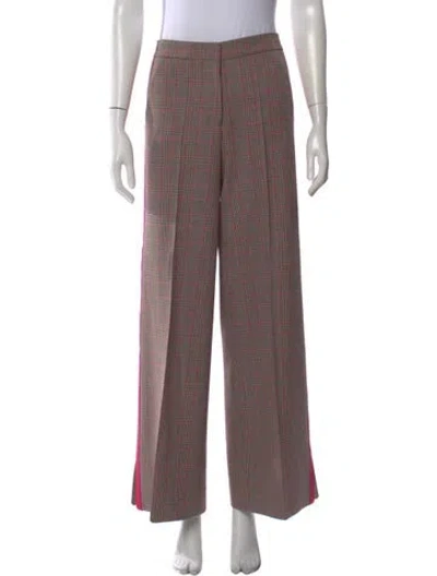 Pre-owned Me+em Plaid Print Wide Leg Pants In Brown