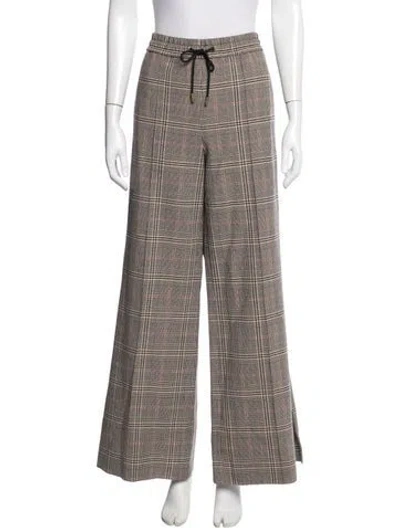 Pre-owned Me+em Plaid Print Wide Leg Pants In Brown