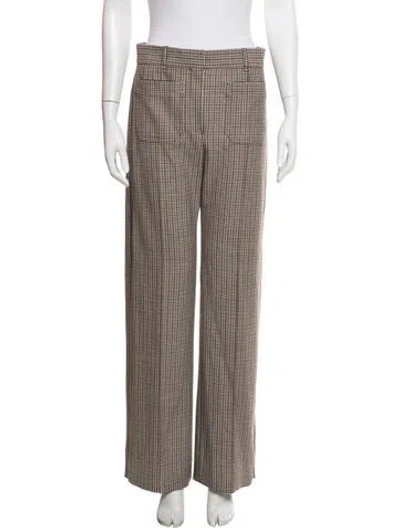 Pre-owned Me+em Plaid Print Wide Leg Pants In Brown