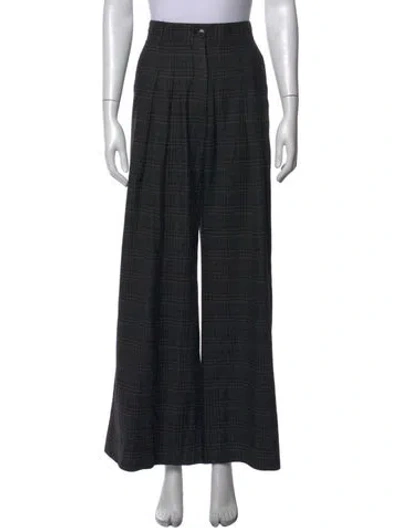 Pre-owned Me+em Plaid Print Wide Leg Pants In Grey