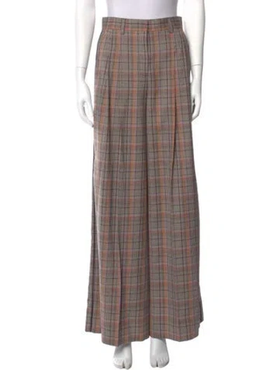 Pre-owned Me+em Plaid Print Wide Leg Pants In Multi