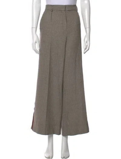 Pre-owned Me+em Plaid Print Wide Leg Pants In Neutral