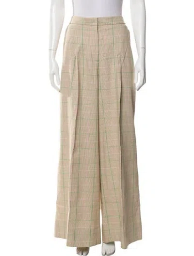 Pre-owned Me+em Plaid Print Wide Leg Pants In Neutral