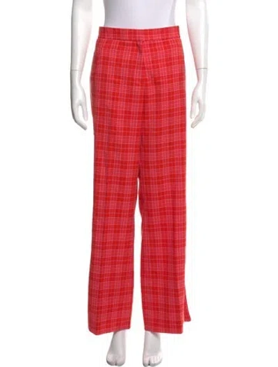 Pre-owned Me+em Plaid Print Wide Leg Pants In Orange