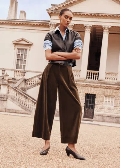 Me+em Pleat Barrel Pant In Brown