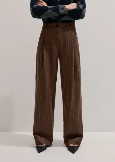 Me+em Pleat Straight Pant In Brown