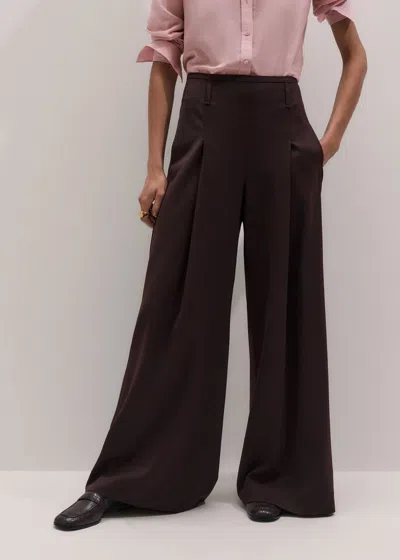 Me+em Pleat Wide-leg Pant In Brown
