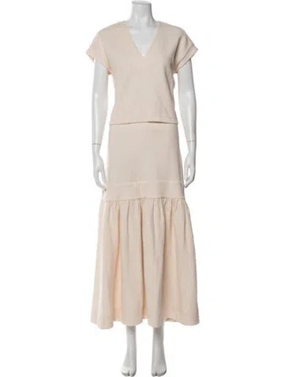 Pre-owned Me+em Pleated Accents Skirt Set In Neutral