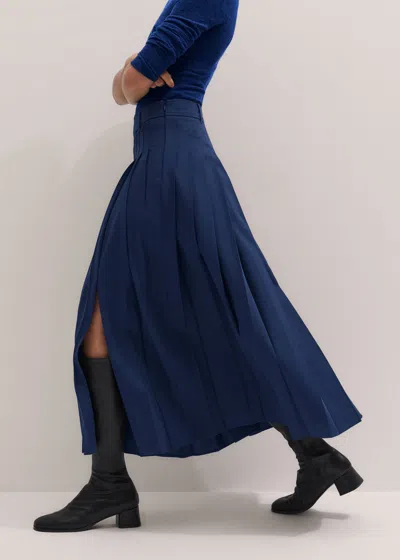 Me+em Pleated Maxi Skirt Jewel Blue In Multi