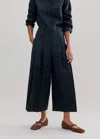 Me+em Pleated Mélange Twill Culotte In Indigo