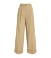 Me+em Pleated Straight-leg Trainer-grazer Trouser In Brown