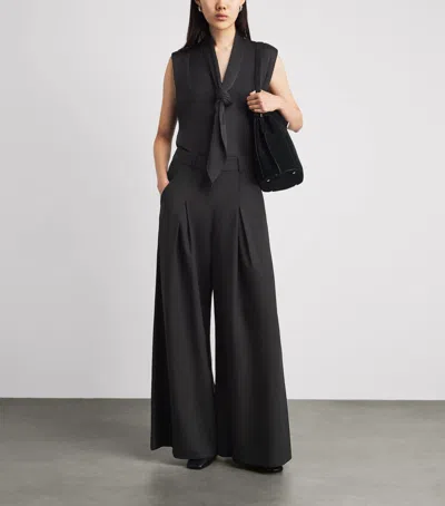 Me+em Pleated Wide Tailored Trousers In Black