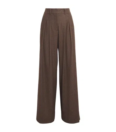 Me+em Pleated Wide-leg Trousers In Brown