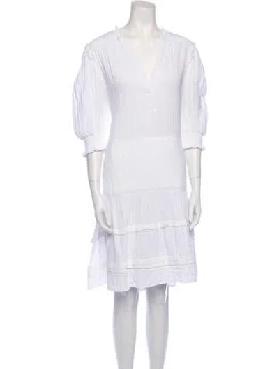 Pre-owned Me+em Plunge Neckline Knee-length Dress W/ Tags In White