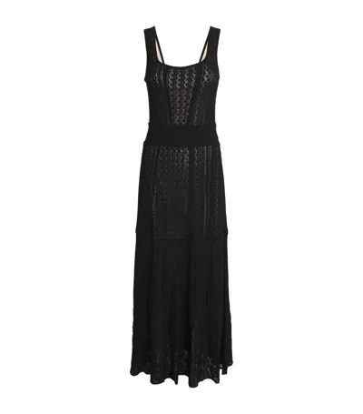 Me+em Fine Pointelle Knit Maxi Dress In Black