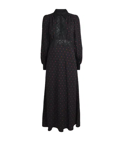 Me+em Polka-dot Lace-trim Maxi Dress In Black