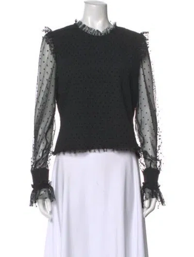 Pre-owned Me+em Polka Dot Print Crew Neck Blouse In Black